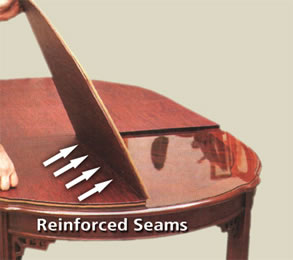 Our custom table pads are made with reinforced seams